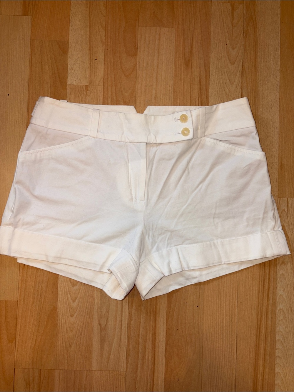 BCBGMaxAzria White High-Waist Cuffed Shorts